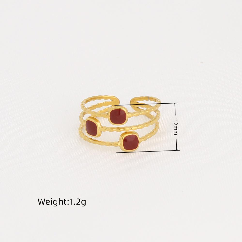 Women's Gold Geometric Stainless Steel Open Ring - French Retro Luxury Style