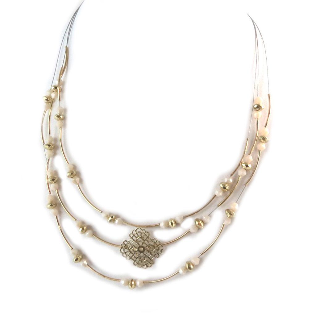 Les Trésors De Lily [N8811] - 'Carmen' Cable Necklace In Beige Gold