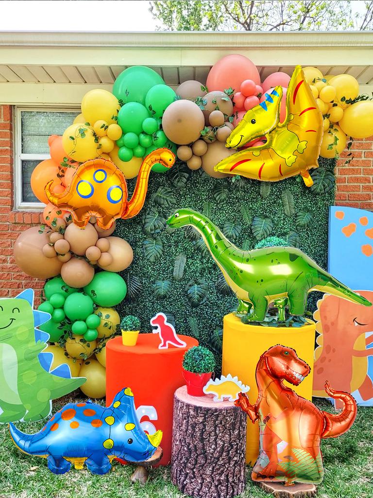 5pcs Dinosaur Foil Balloons, Jurassic Velociraptor Giraffe Animal Theme Birthday Anniversary Party Decoration