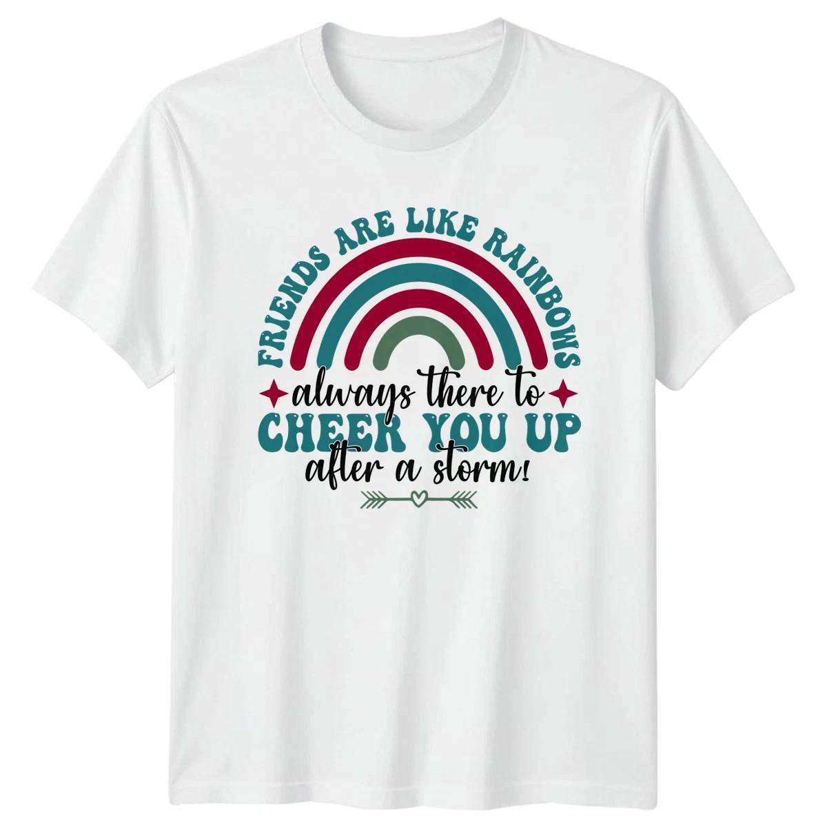 Friends Are Like Rainbows Womens T-Shirt Retro Rainbow Friendship Gift For Her M