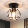 Ceiling Light - NETTLIFE - Black Crystal E27 - Metal Frame - Modern Style - Diam. 15 Cm