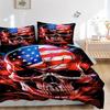3pcs Skull with Flames Quilt Cover Set - Soft & Comfortable Polyester Fabric, All-Season Breathable Comforter Set For 1 Quilt Cover & 2 Pillowcas