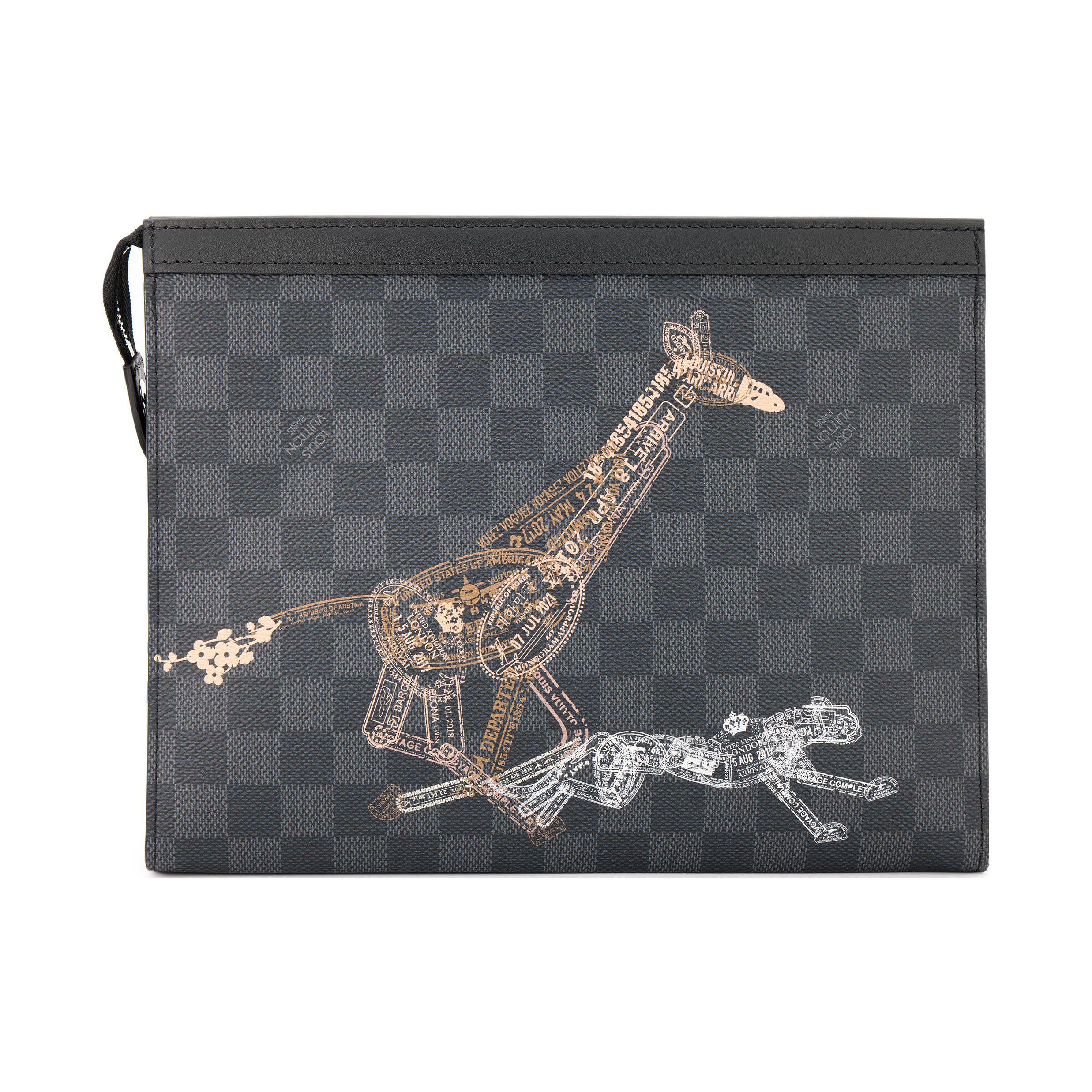

Louis Vuitton Pochette Voyage Mm Tiger Pattern Checkered Passport Stamp Style Monogram Canvas With Leather Trim Toiletry Bag Clutch Medium N64605 Basic Set (Bag+Dust Bag)