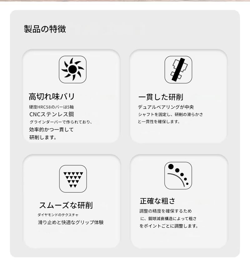 Zmart Manual Coffee Grinder, CNC Stainless Steel Diamond, Adjustable Grind Size, Ceramic Blades, Adjustable Grind Size for Coarse, Medium, and Fine