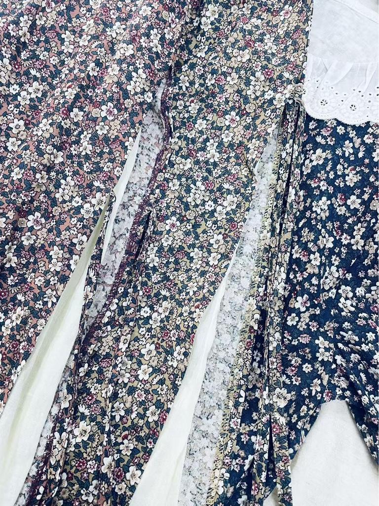 2026 Spring Women's Japanese Doll Collar Floral Cotton Dress, Loose Fit.