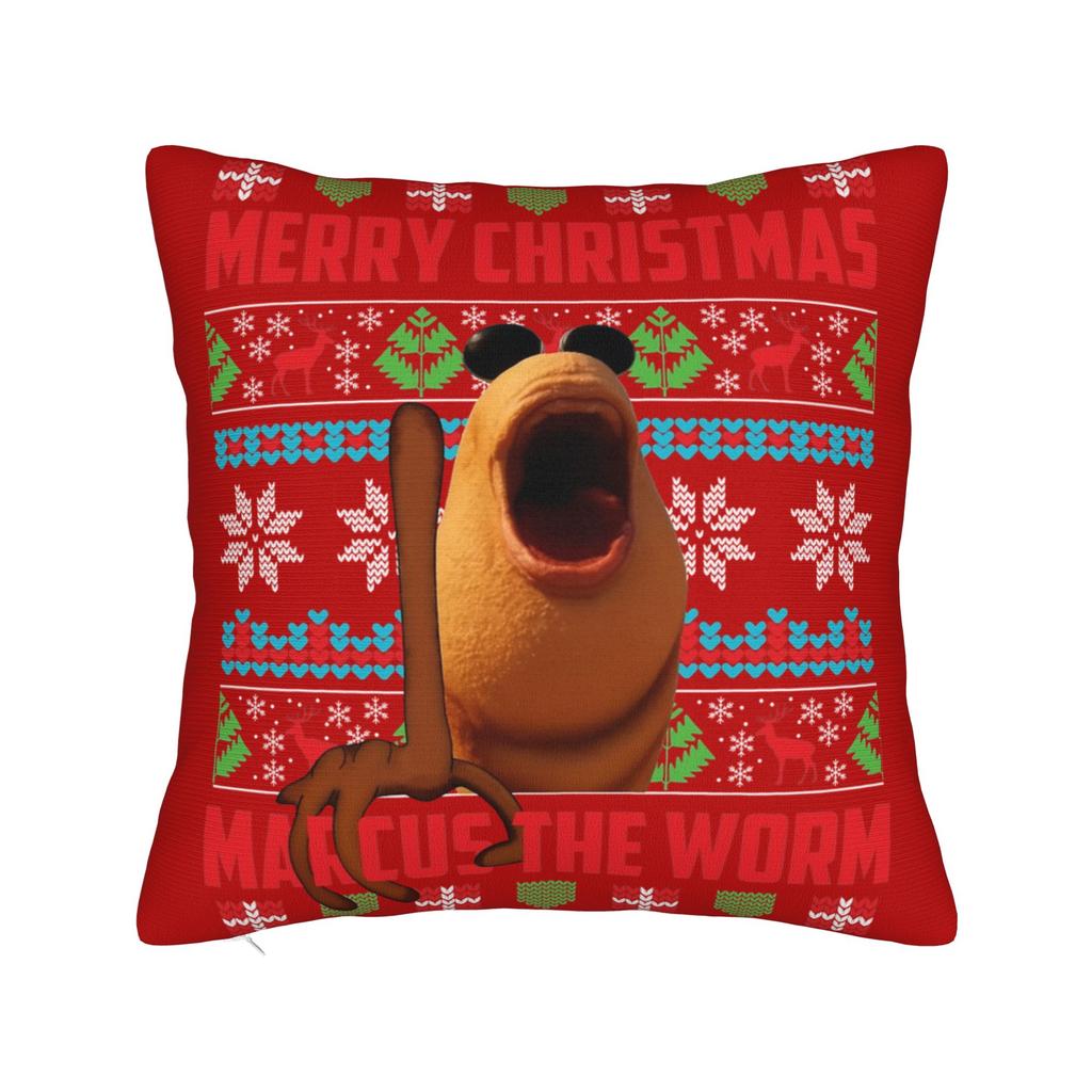Funny Marcus the Worm Satan Claus Christmas Hat Pillowcase Printing Polyester Cushion Cover Decorations  Pillow Case Cover