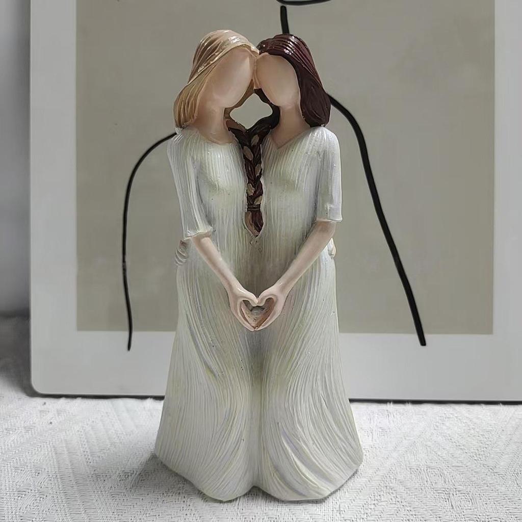 Sister Friendship Statue: Best Friend Gift–Girls Holding Hands Desk Decor