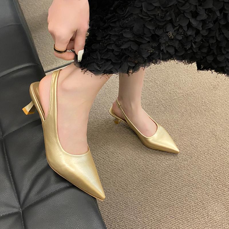 Fashion Pointed Toe Women Sandals Summer Elegant Mid Heels Shoes Fashion Sexy Woman Pumps 2025 Dress Brand Designer Female Zapatillas