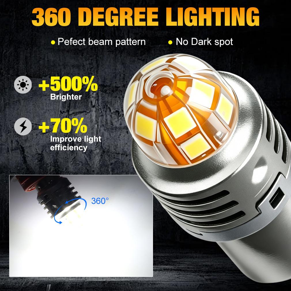 2X 1156 BA15S BAU15S P21W Led Bulbs PY21W 1157 BAY15D P21/5W T20 W21/5W W21W 7440 7443 T15 W16W Car Reverse Brake Signal Light T10 Auto Interior Lamp
