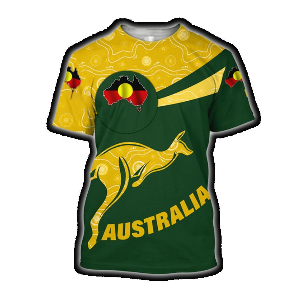 Heißes australisches Stil 3D-Druck Sommer Herren Rundhals-T-Shirt Lässig Kurzarm Übergroßer Pullover Modetrend Herrenbekleidung
