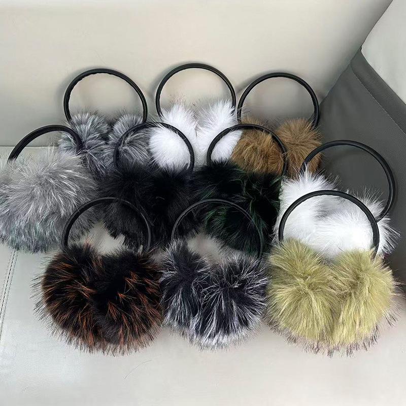 Faux Raccoon Fur Winter Earmuffs - Large Plush Ear Warmers for Cold Protection