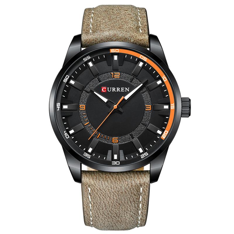 Trending Leather Strap Quartz Movement CURREN Watch Custom Logo Wrist Watch for Men чёрный
