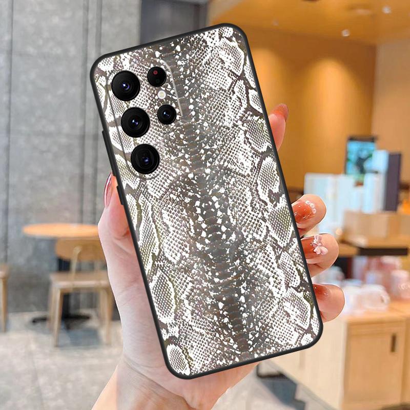 Snake Skin Print Case For Samsung Galaxy S23 S22 Ultra S20 S21 FE S9 S10 Note 10 Plus Note 20 Ultra Cover