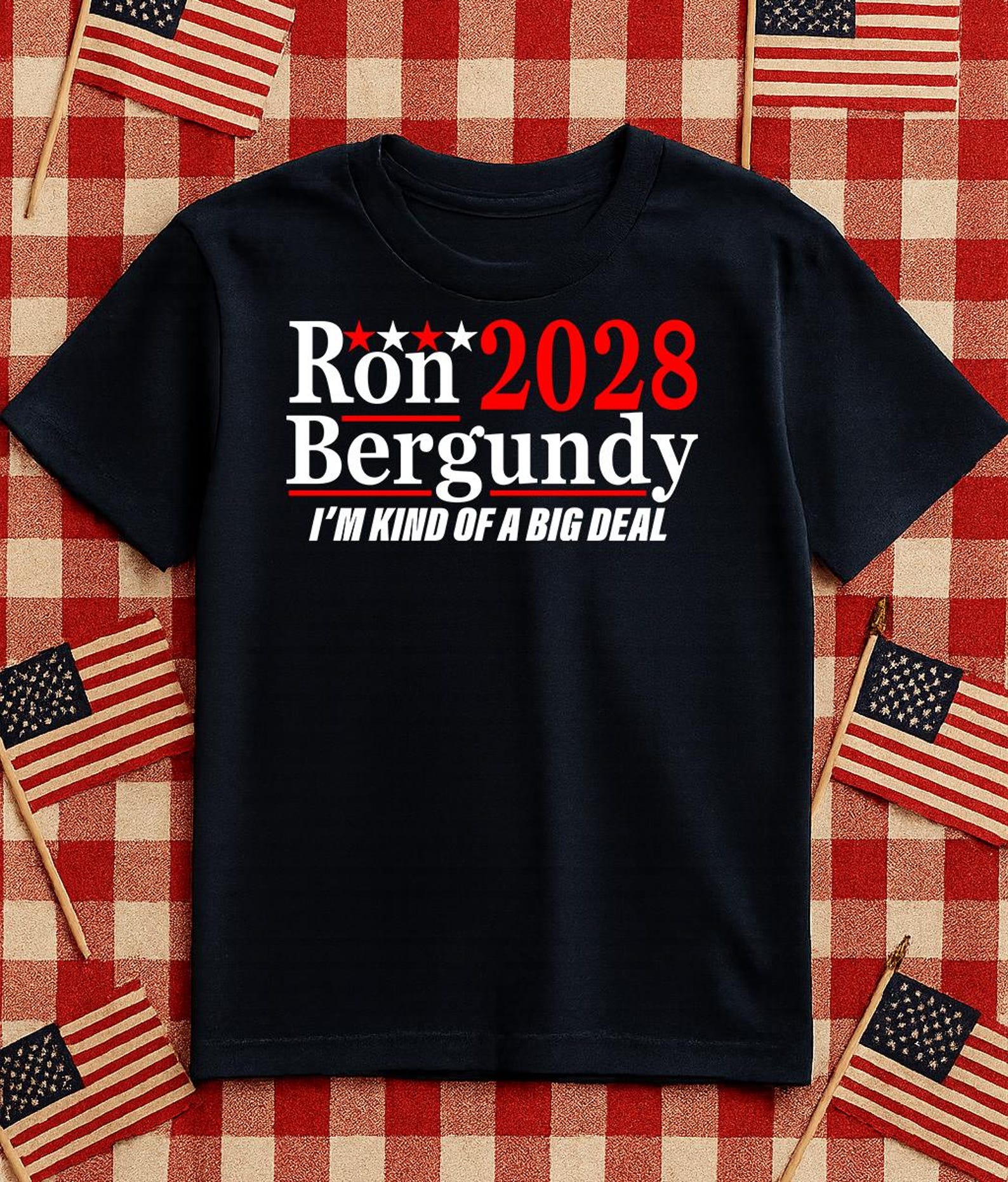 Ron Bergundy 2028 - Funny Presidential Election Parody Design - Unisex T-Shirt S