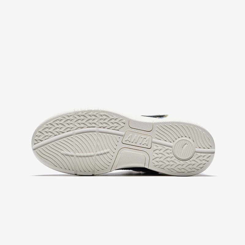 Anta Kids Synthetic Leather Fashion Versatile Non-Slip Wear-Resistant Mid-Top Kids Skate Shoes Kids Sneakers Blue White A12448004-3