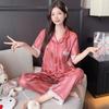 Pajamas women's new ice silk high-end luxury satin short-sleeved trousers thin cool and comfortable loungewear set
