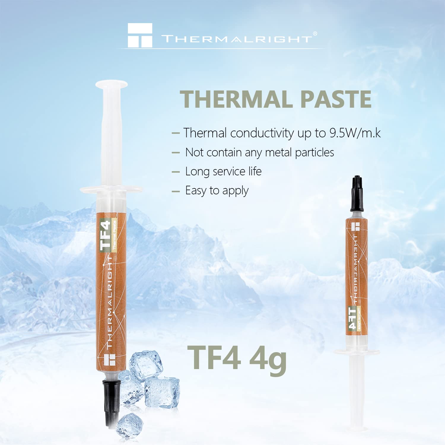 Thermalright TF4 4g Thermal Paste Cooling for High Conductivity 9.5W/MK,Easy to Apply,Premium Performance Thermal Paste for CPU/GPU/All CPU Coolers,4