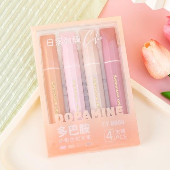 4Pcs Soft Tip Highlighter Set with Large Ink Capacity Pastel Eye-Care Markers Smooth Writing Highlighter Pen for Journaling Notes Cute School Supplies