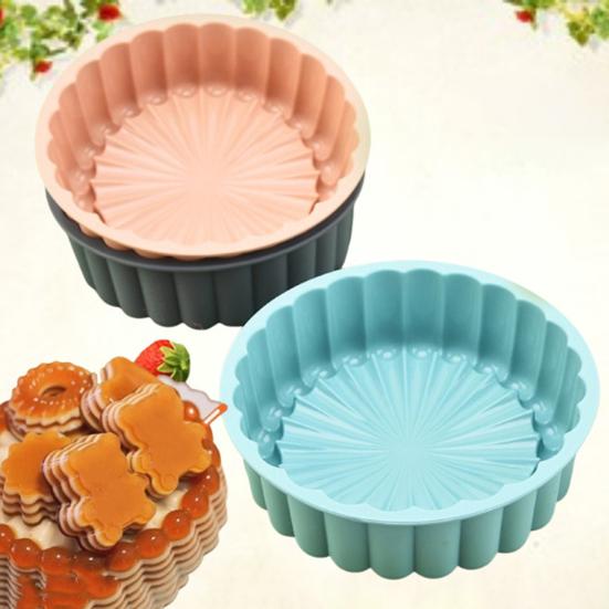 Charlotte Kakform Non-stick Silikon Rund Kakform för Ostkaka Chokladkaka Regnbågskakor Tarteletter Pajer Bröd Mousse Lätt att Rengöra Hållbar Bakeware