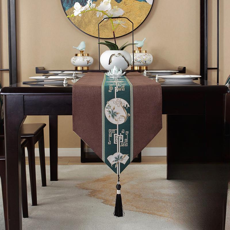 Waterproof New Chinese Style Table Flag Tea Ceremony Zen Tea Mat Tea Table Fabric Long Strip Tablecloth Chinese Style Tablecloth