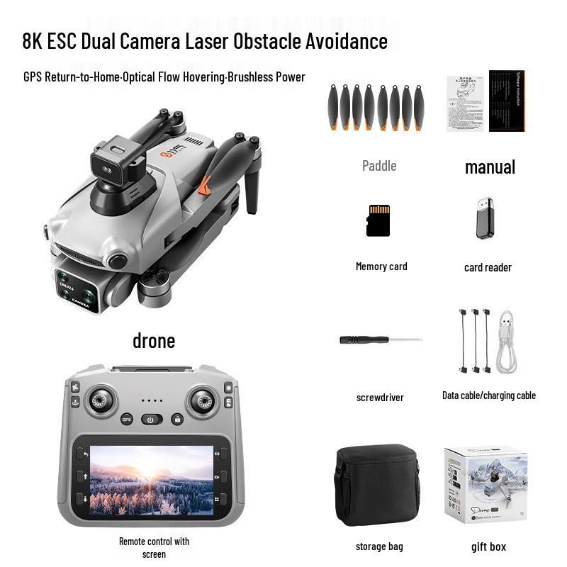 8K HD Drone Quadcopter with GPS, Smart Return, Screen Display, and Long Endurance Remote Control for Aerial Photography
