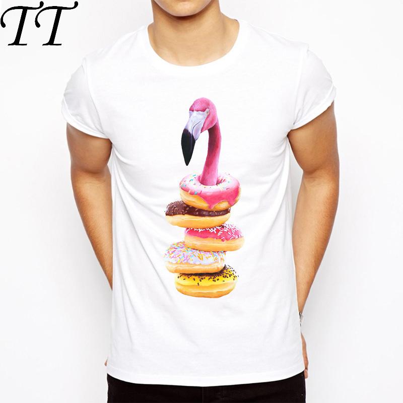 A Famished Flamingo Printed Men T-shirt Cool T Shirt for Men Quality White Funny Men's T Shirt