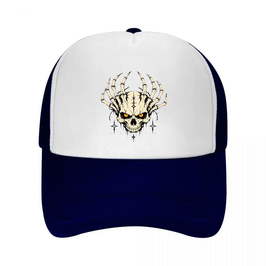 Gothic Skull Horns Dark Aura Mesh Baseball Cap Casual Hat Outdoor For Womens Unisex FeUnisex