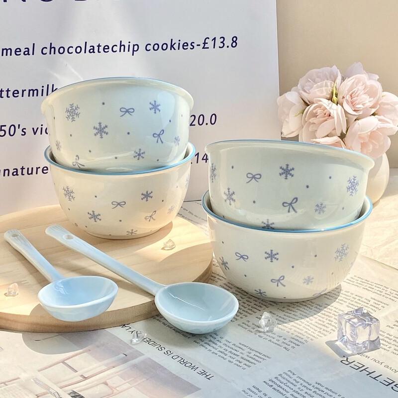 ZISIZ First Snow Ceramic Bowl & Spoon Set
