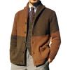 Herren Strick Cardigan Color Block Revers Lockerer Schnitt Langarm Pullover