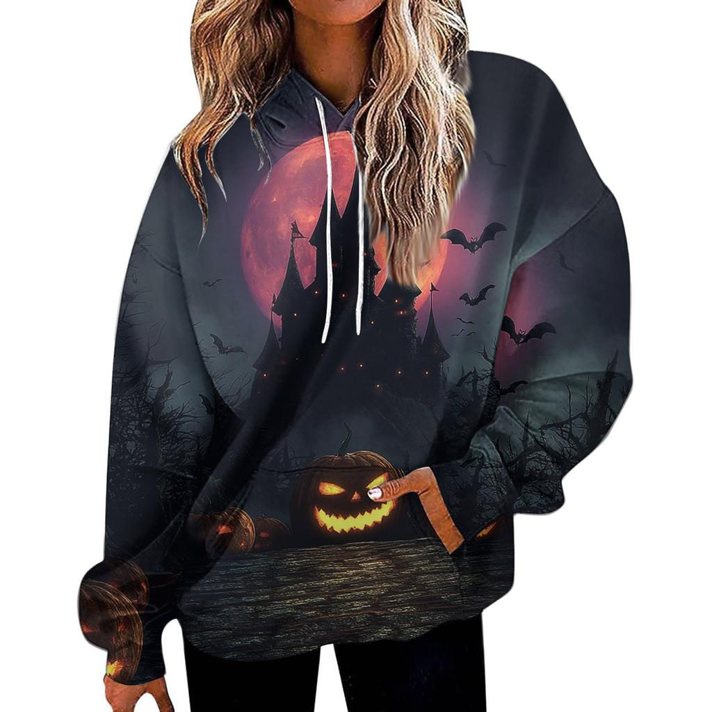 Dámská módní mikina s potiskem, ležérní mikina s kapucí a kapsami