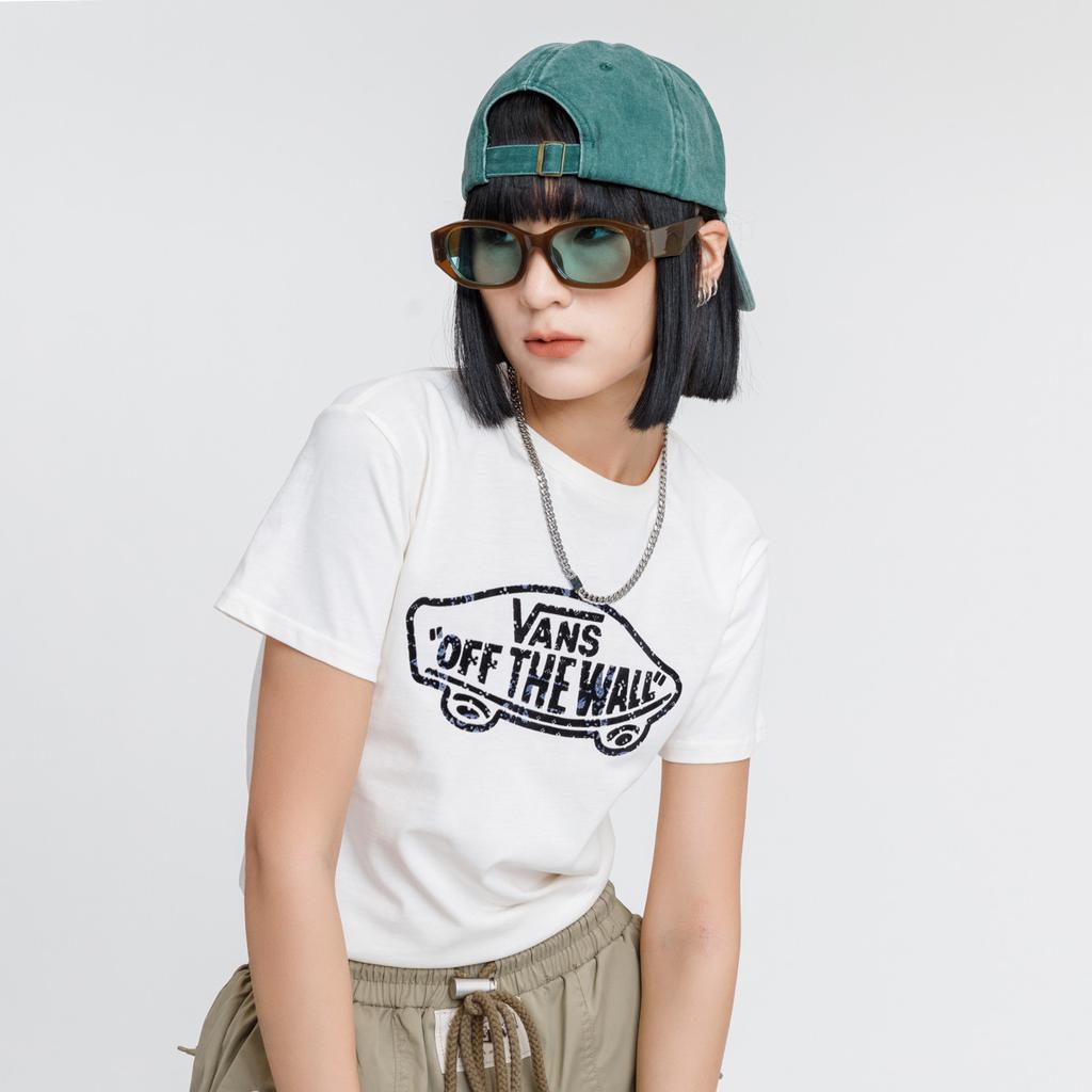 Vans Logo Printed Round Neck Comfortable Fashion Pullover American Vintage Short Sleeve T-Shirt Women Tops Off-White VN0A7Q273KS