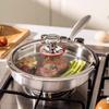 Flat Bottom Frying Wok Nonstick Fried Steak Pot Kitchen Cookware Stainless Steel Frying Pan  Home
