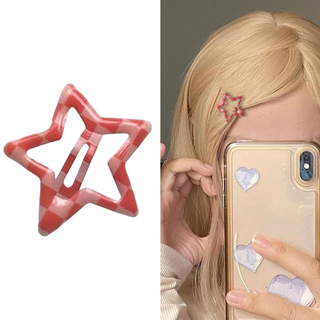 10pcs Stylish Lattice Star Hairpin Colorful Hair Clip Casual Wear Hair Barrettes for Teenagers and Children