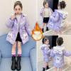 Girls Autumn and Winter Loose Thickened Padded with Hooded Free Warm Jacket Casual Outerwear