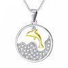 Two Tone Dolphin Wave Zircon Pendant Necklace