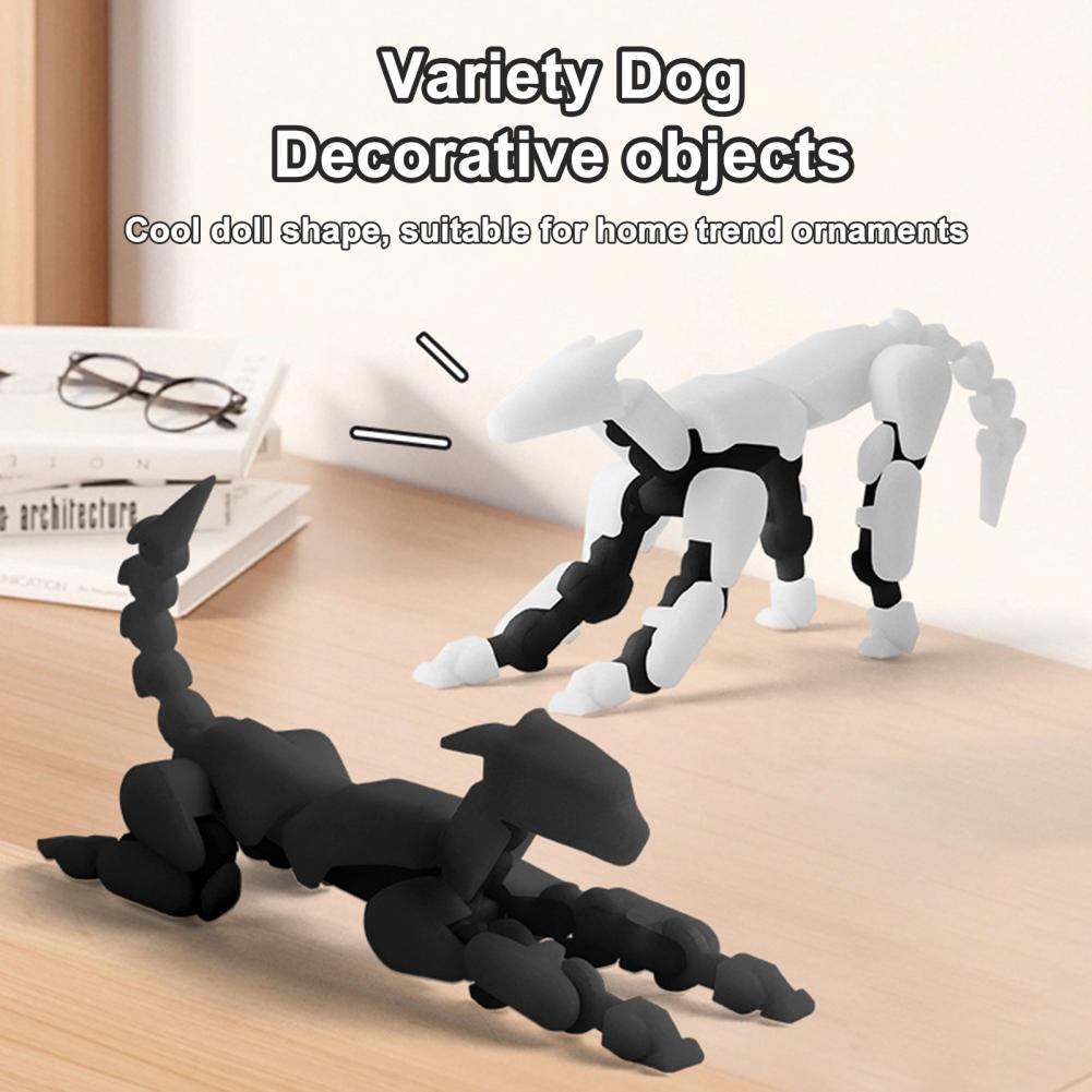 Dog Action Figure Multi-jointed Movable Adjustable Elbows 3D Printed Hound Action Figure Poseable Articulated Robot Dog Model