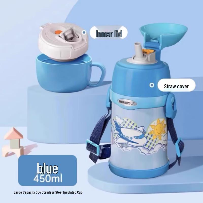 Zojirushi Kids 450ml Stainless Steel Insulated Straw Bottle