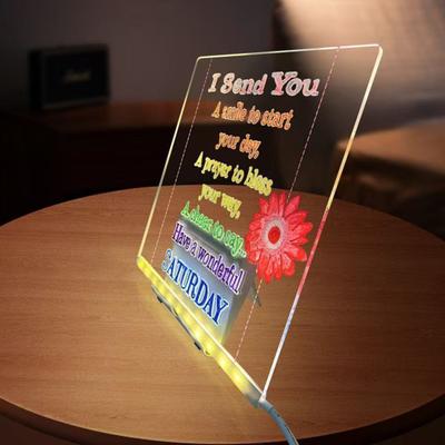 LED Note Board with Colors Light-up Acrylic Message Board Illuminated Dry Erase Writing Drawing Board for Kids And Adults