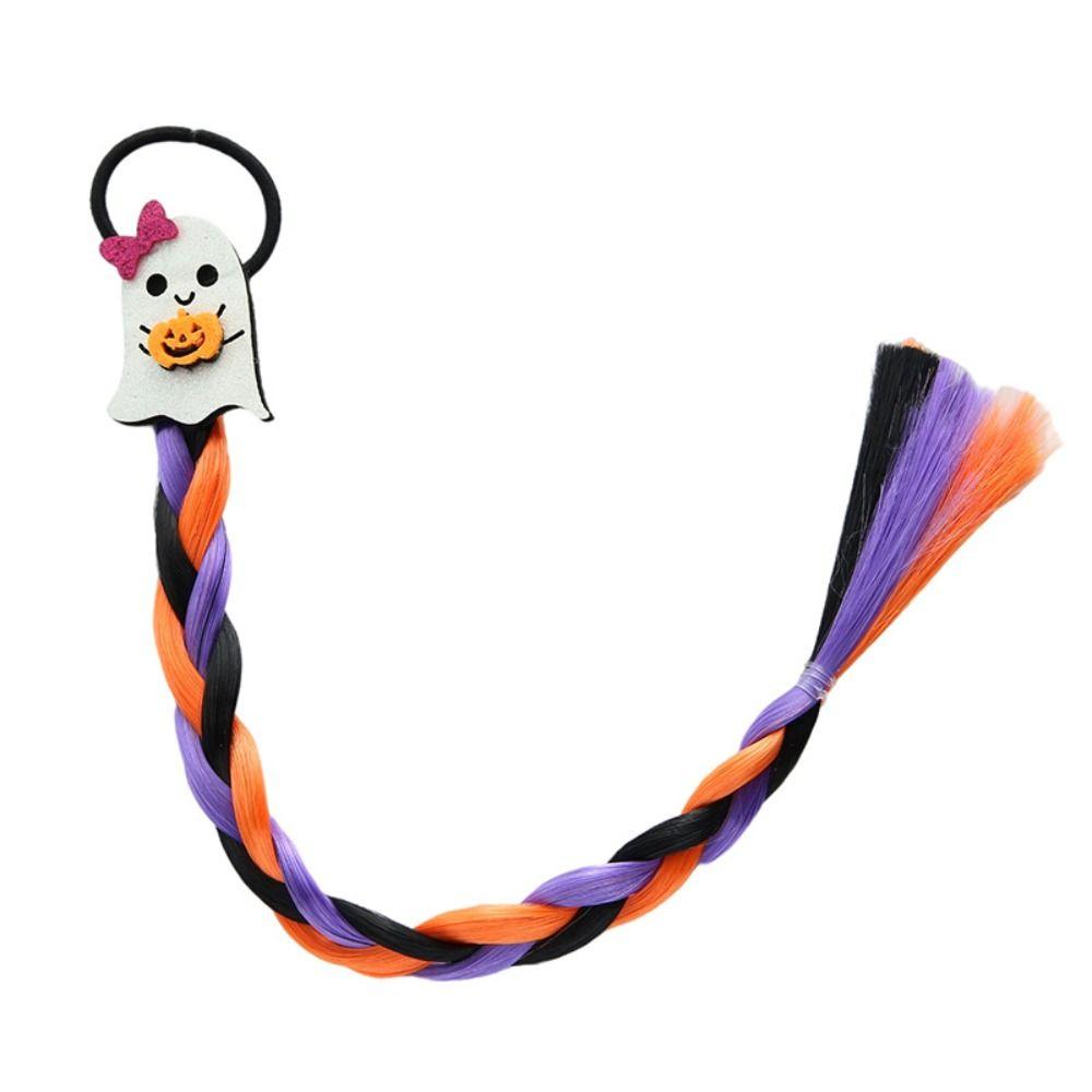 

Синтетические волосы-призраки, мультяшная цветная коса, повязка на голову, парик в виде тыквы на Хэллоуин для девочек 4