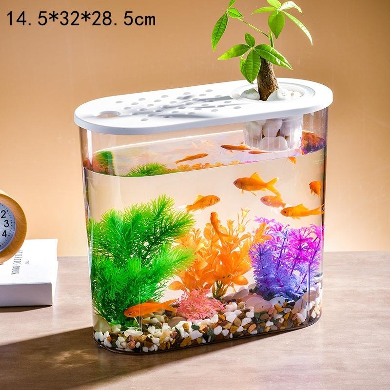 Transparent Micro Landscape Ecological Fish Turtle Tank Hydroponics Aquaponic Planter Breeding Box Aquariums Table Decoration