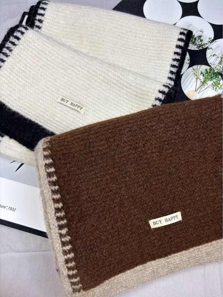 Korean Style High-End Wool-Blend Soft Knit Scarf: Warm, Versatile Autumn/Winter Snood for Women and Students