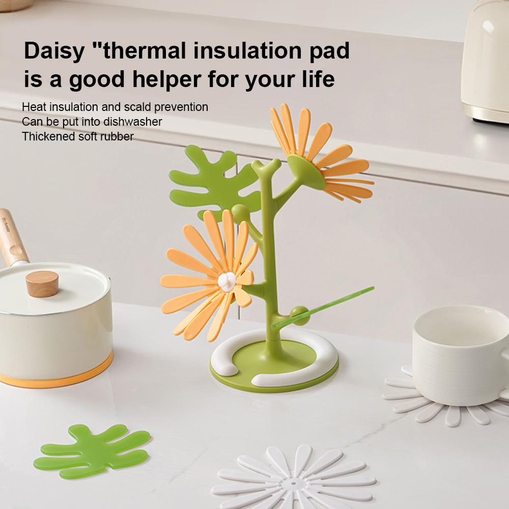Daisy Shape Silicone Coaster Kitchen Table Heat Resistant Anti-scalding Mat Cup Tableware Placemat Table Decoration
