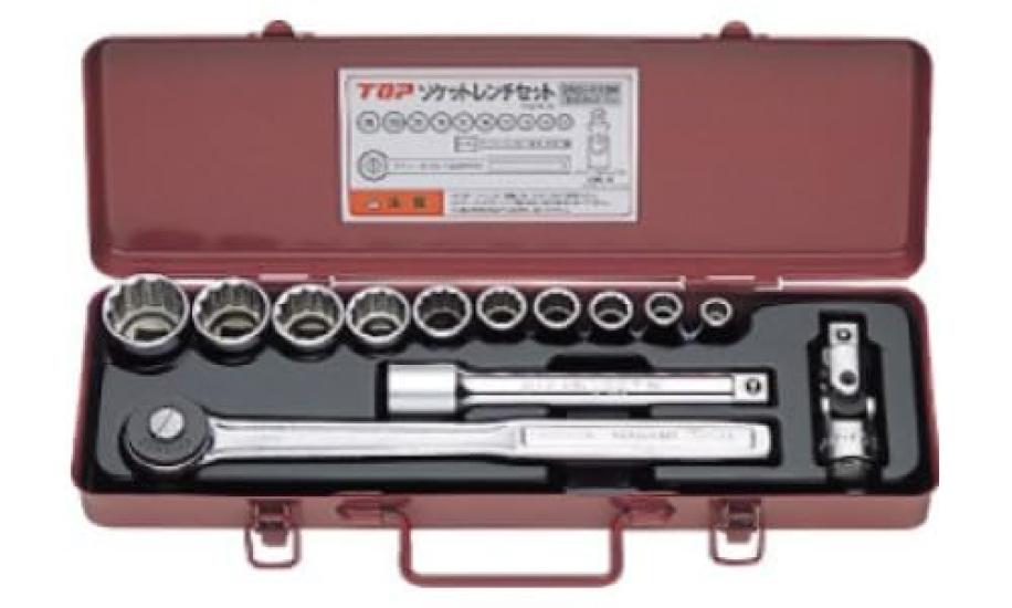 TOP Socket Wrench Ratchet 8mm to 26mm and Made in Japan Set, 12.7mm Drive, Case, Handle, Sockets, More, 13-Piece Set, SWS-410M, Tsubame-Sanjo,
