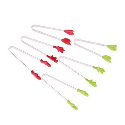 Mini Silikon Matklämmor Handtag i Rostfritt Stål Handflata Rostfritt Stål Härliga Halkfria Snacks Pincetter Inte Smutsiga Handverktyg