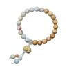 Cypress Wood 8mm Lotus Prayer Beads Bracelet with Shoushan Stone, Women’s Ethnic Style Simple Jewelry Gift