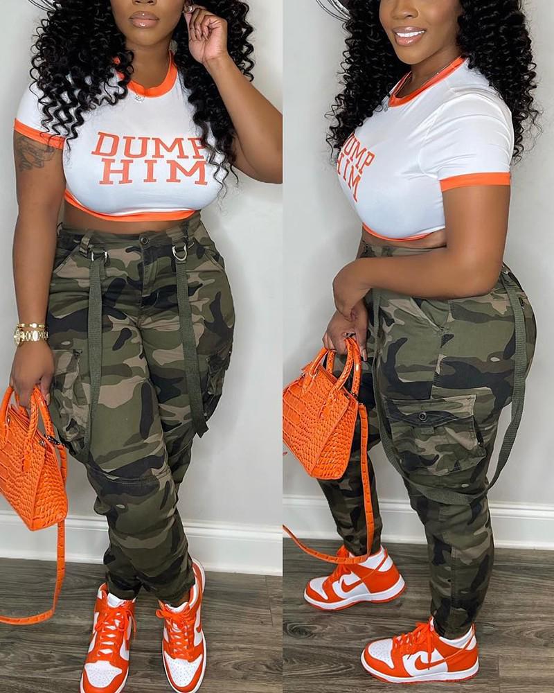 

2023 Street Fashion Camouflage Drawstring Ankle-Tie Overalls L камуфляжный