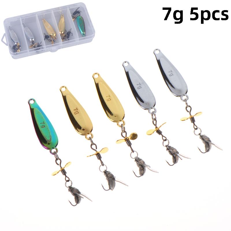 5Pcs Fly Spinning Propeller Metal Sequins Insect Soft Bait Micro Fishing Flies Fly Fishing Hook Trout Bass Fishing Lure Baits