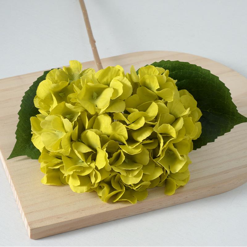 Artificial Hydrangea Single Stem with Leaves - Fake Flower for Wedding, Home, and Photography Decor