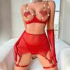 2026 new three-point hollow splicing heart-shaped chest sticker chain sex underwear women