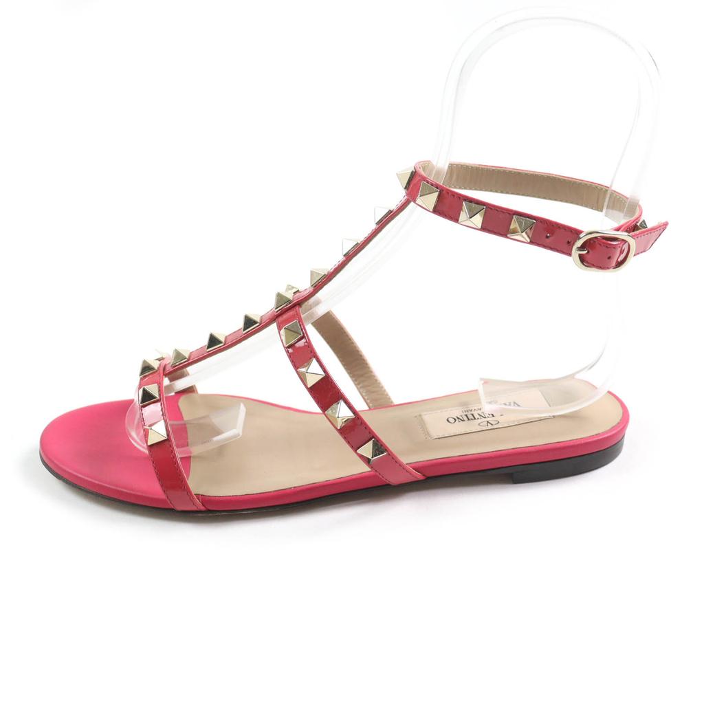 Excellent Valentino Garavani Sandals Rockstud ankle strap patent leather pink Used